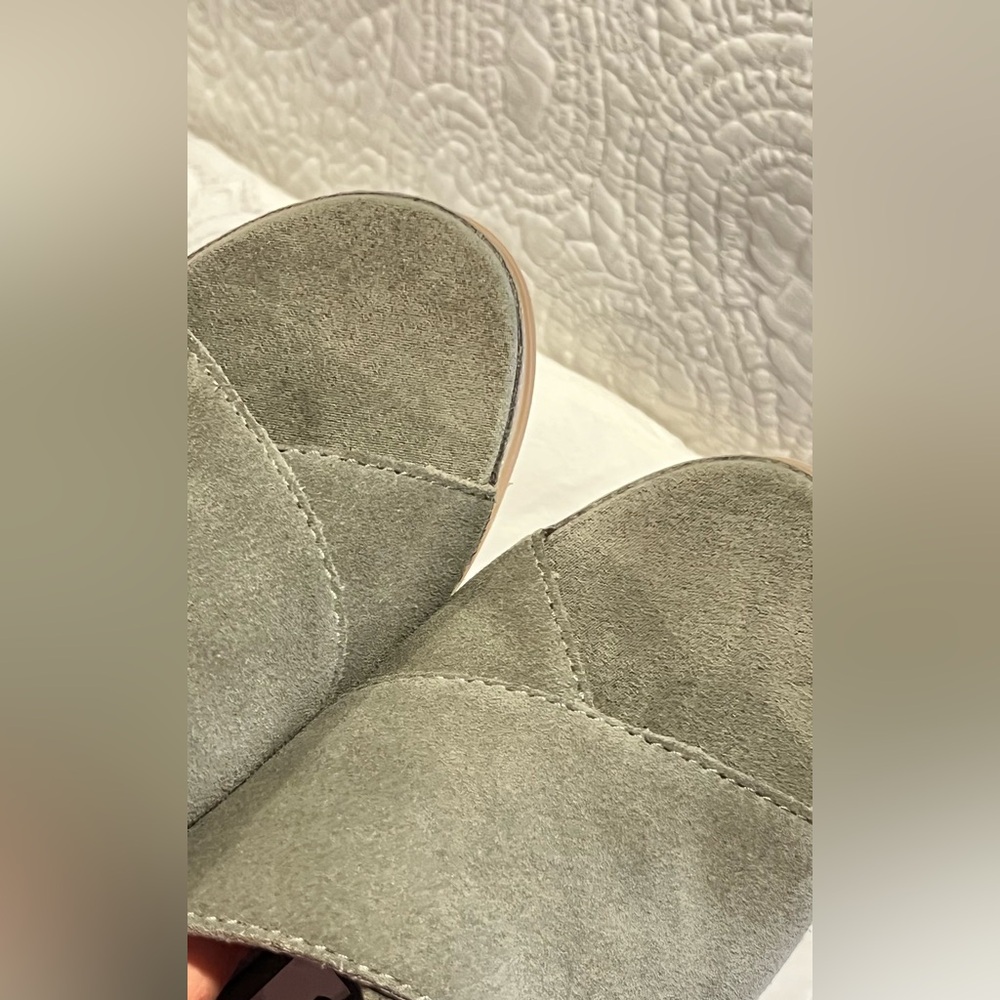 UGG Olive Green Suede Wedge Sandals - Picture 6 of 7